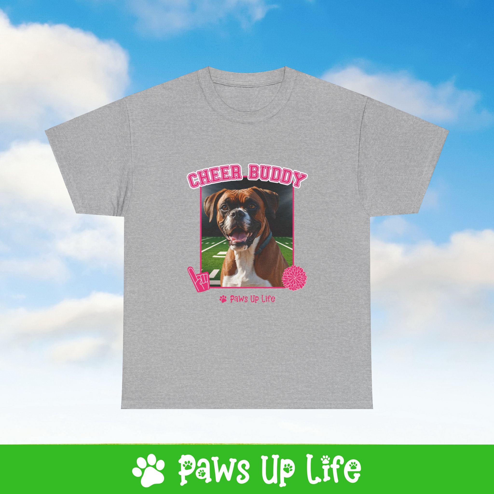 Boxer Football Cheer Buddy Cheerleading Dog Tee, Shirt, Unisex Pet Lover Gift, Dog Mom Dad Tshirt, Animal Rescue Advocate, Cute Puppy Graphic Top Classic Collar | Paws Up Life, LLC