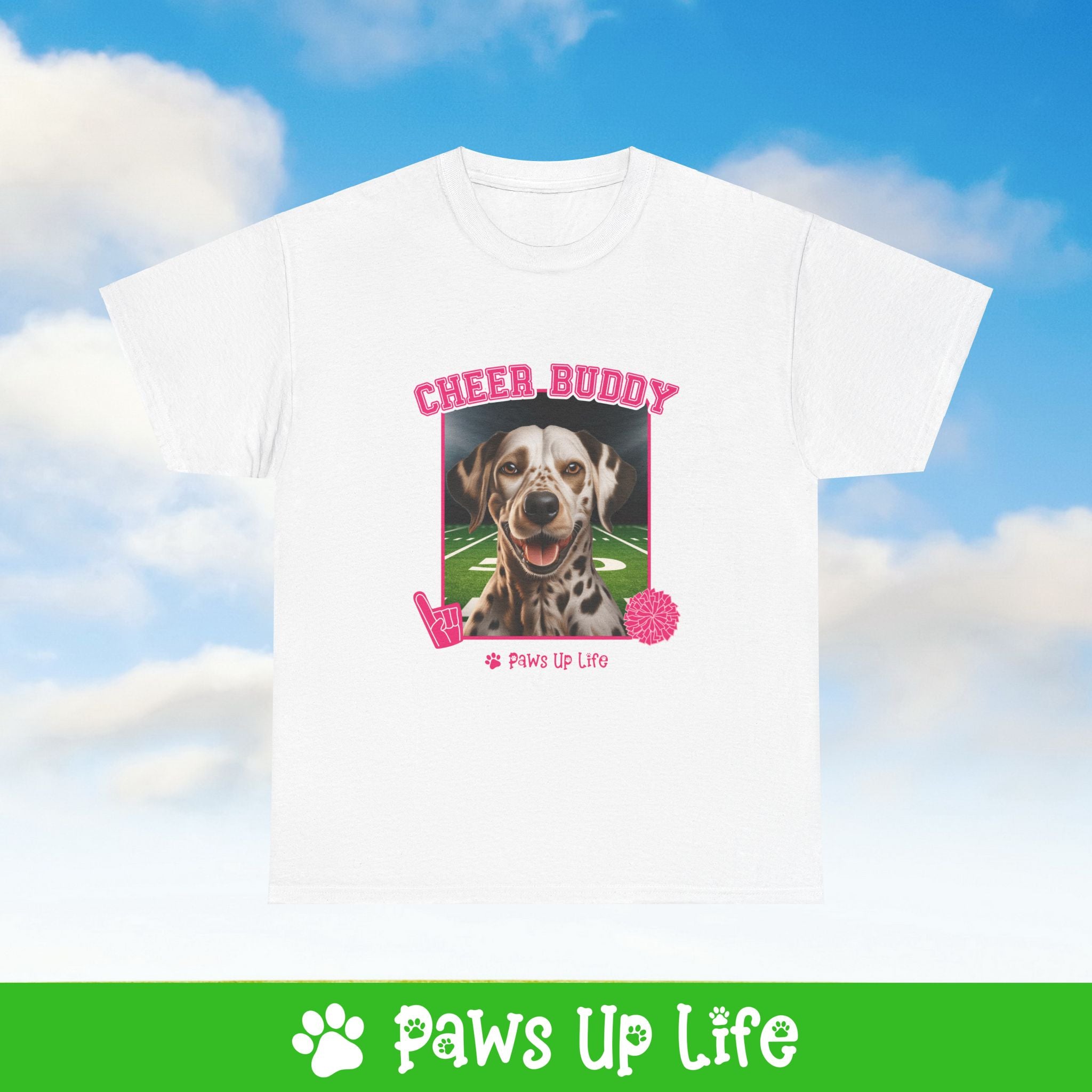 Dalmation Football Cheer Buddy Cheerleading Dog Tee, Shirt, Unisex Pet Lover Gift, Dog Mom Dad Tshirt, Animal Rescue Advocate, Cute Puppy Graphic Top Classic Collar | Paws Up Life, LLC