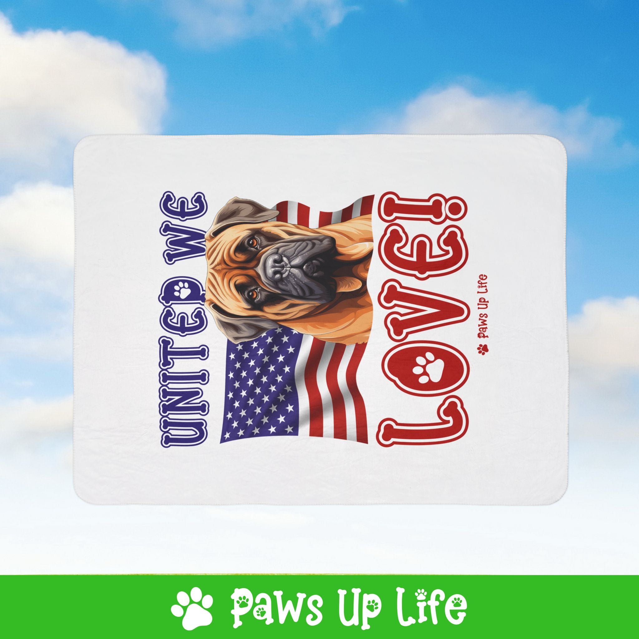 Bull Mastiff Dog United We Love Fleece Sherpa Blanket - Perfect for Snuggling and Cozy Napping | Paws Up Life, LLC