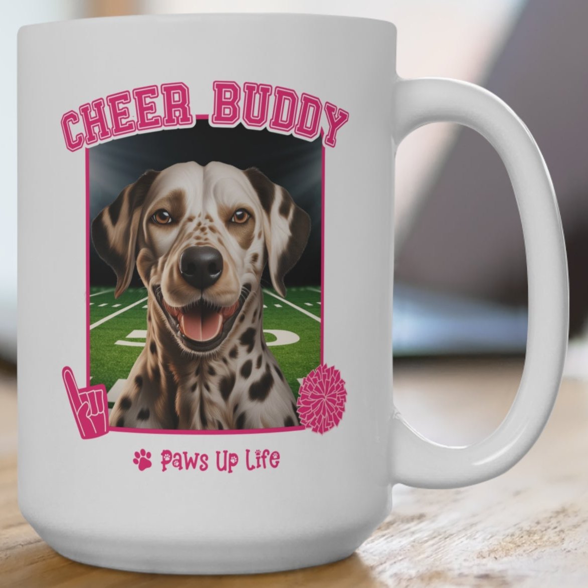 Dalmation Football Cheer Buddy Cheerleading Dog 15oz Large Coffee Mug Ceramic Drinkware Tea Washable | Paws Up Life, LLC