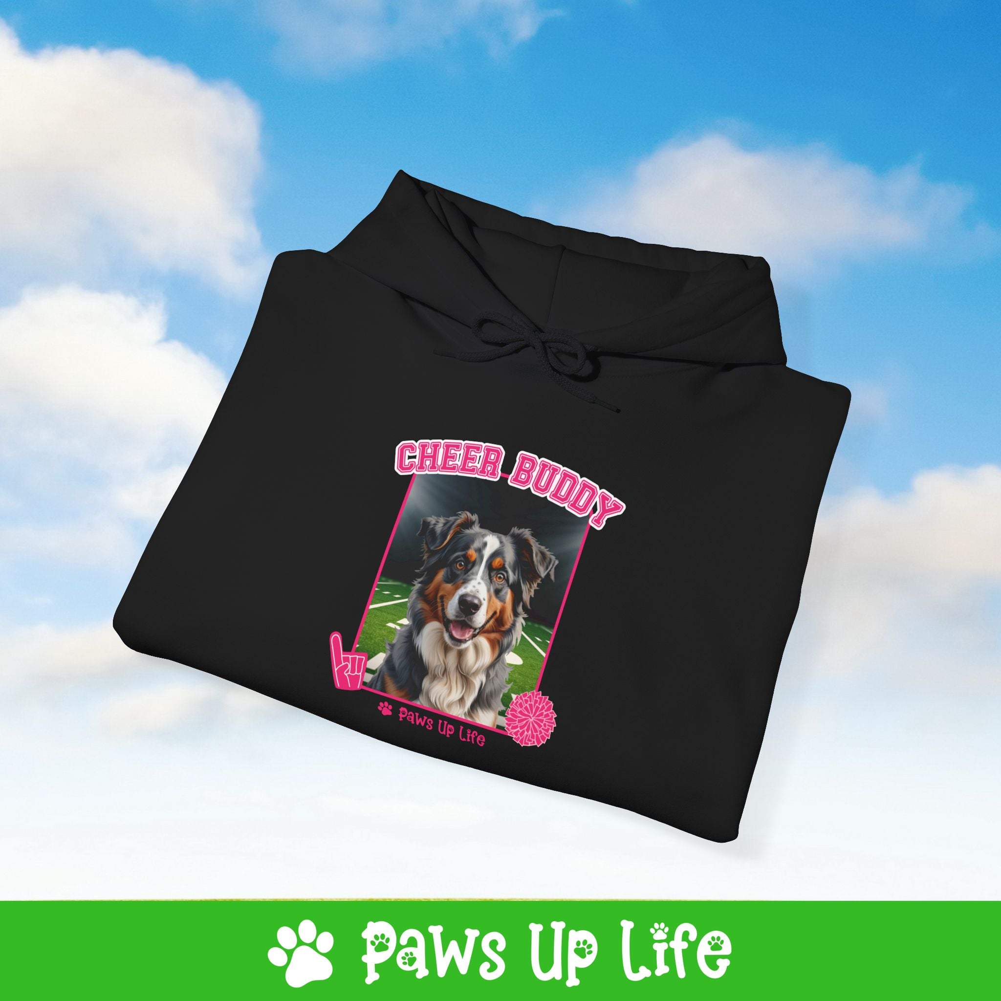 Australian Shepherd Cheer Buddy Cheerleading Dog Unisex Hoodie Hooded Sweatshirt Classic Comfy Cotton | Paws Up Life, LLC