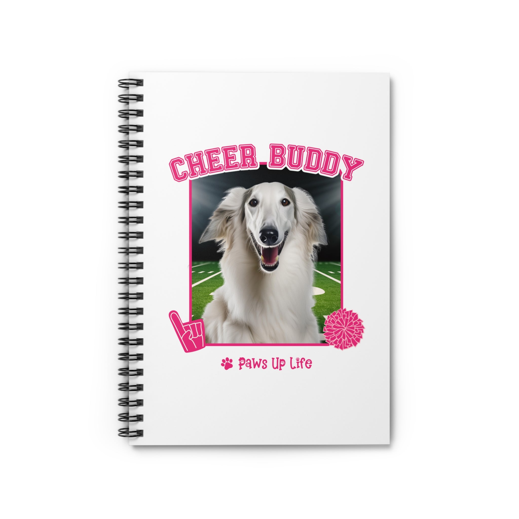 Borzoi Football Cheer Buddy Cheerleading Dog Spiral Notebook for Office and Home - Ruled Line | Paws Up Life, LLC