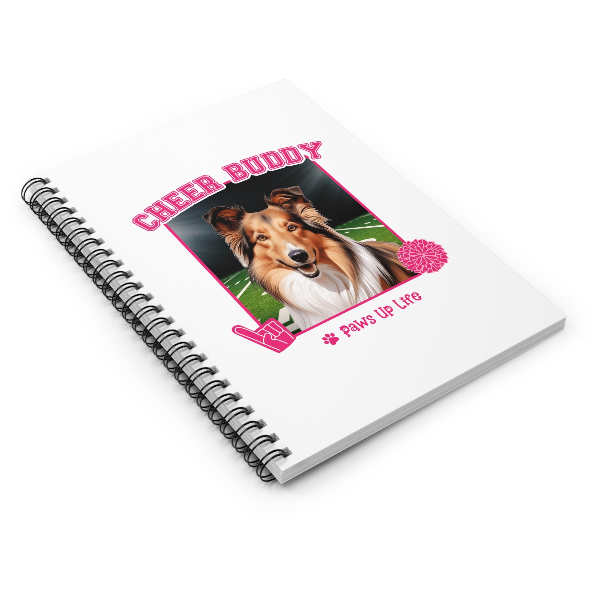 Shetland Sheepdog Football Cheer Buddy Cheerleading Dog Spiral Notebook for Office and Home - Ruled Line | Paws Up Life, LLC