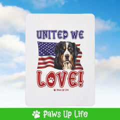 Bernese Mountain Dog United We Love Fleece Sherpa Blanket - Perfect for Snuggling and Cozy Napping | Paws Up Life, LLC