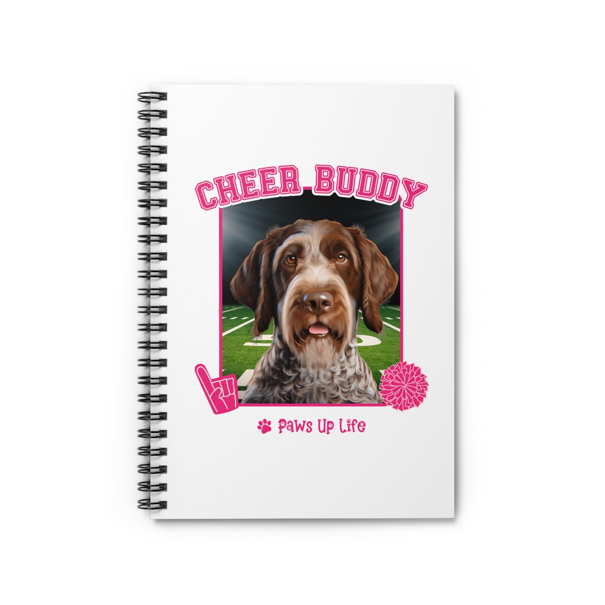 German Wirehaired Pointer Football Cheer Buddy Cheerleading Dog Spiral Notebook for Office and Home - Ruled Line | Paws Up Life, LLC