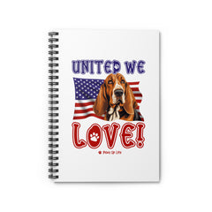 Basset Hound Dog United We Love Spiral Notebook for Office and Home - Ruled Line