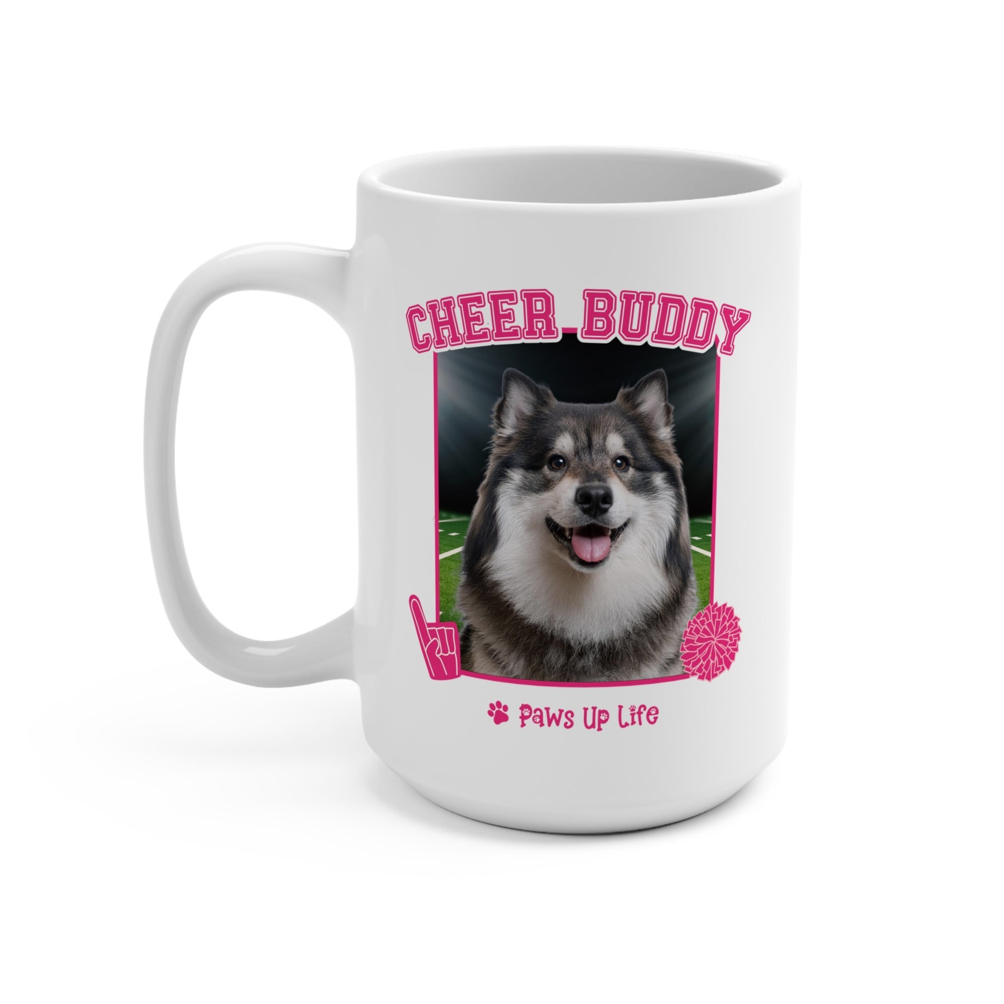 Finnish Lapphund Football Cheer Buddy Cheerleading Dog 15oz Large Coffee Mug Ceramic Drinkware Tea Washable | Paws Up Life, LLC