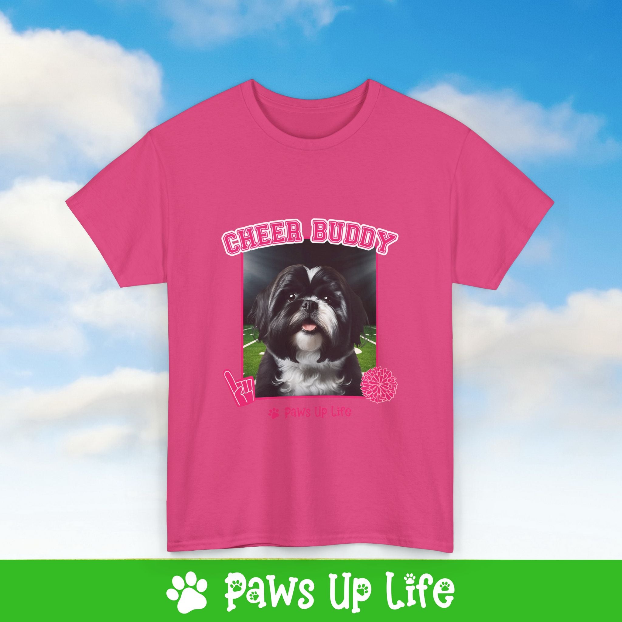 Black Shih Tzu Football Cheer Buddy Cheerleading Dog Tee, Shirt, Unisex Pet Lover Gift, Dog Mom Dad Tshirt, Animal Rescue Advocate, Cute Puppy Graphic Top Classic Collar | Paws Up Life, LLC