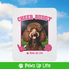 Brown Poodle Football Cheer Buddy Cheerleading Dog Fleece Sherpa Blanket - Perfect for Snuggling and Cozy Napping | Paws Up Life, LLC