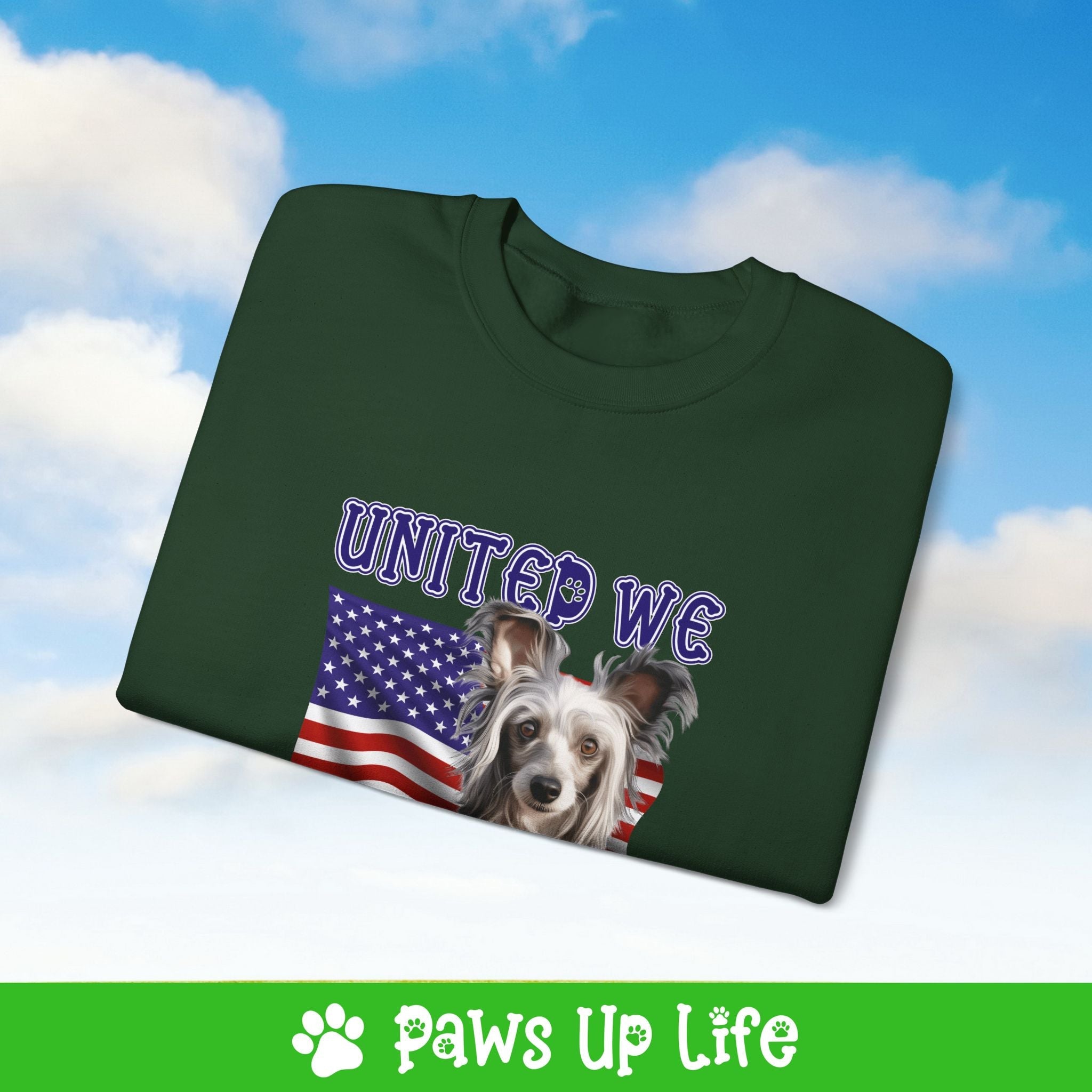 Chinese Crested Dog United We Love Dog Crewneck Sweatshirt, Unisex Gift for Animal Lovers, Dog Mom Dad Sweatshirt, Cute Dog Lover Apparel, Fun Pet | Paws Up Life, LLC