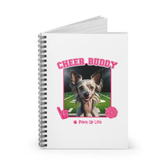 Chinese Crested Football Cheer Buddy Cheerleading Dog Spiral Notebook for Office and Home - Ruled Line | Paws Up Life, LLC