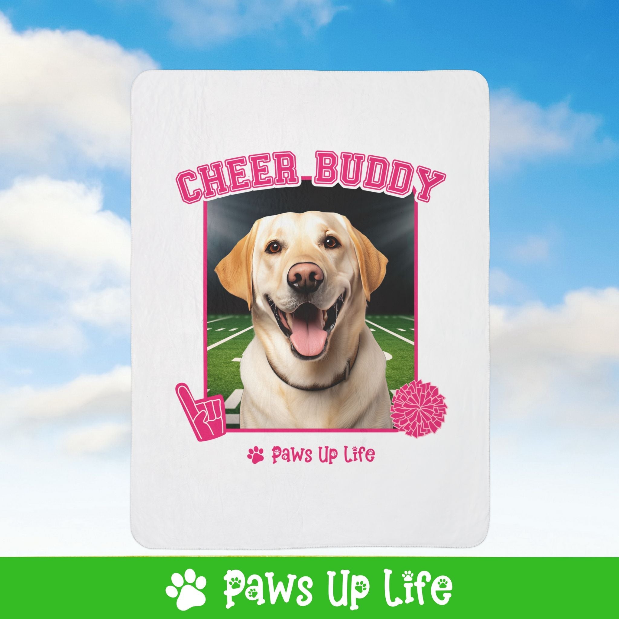 Labrador Retriever Yellow Lab Football Cheer Buddy Cheerleading Dog Fleece Sherpa Blanket - Perfect for Snuggling and Cozy Napping | Paws Up Life, LLC