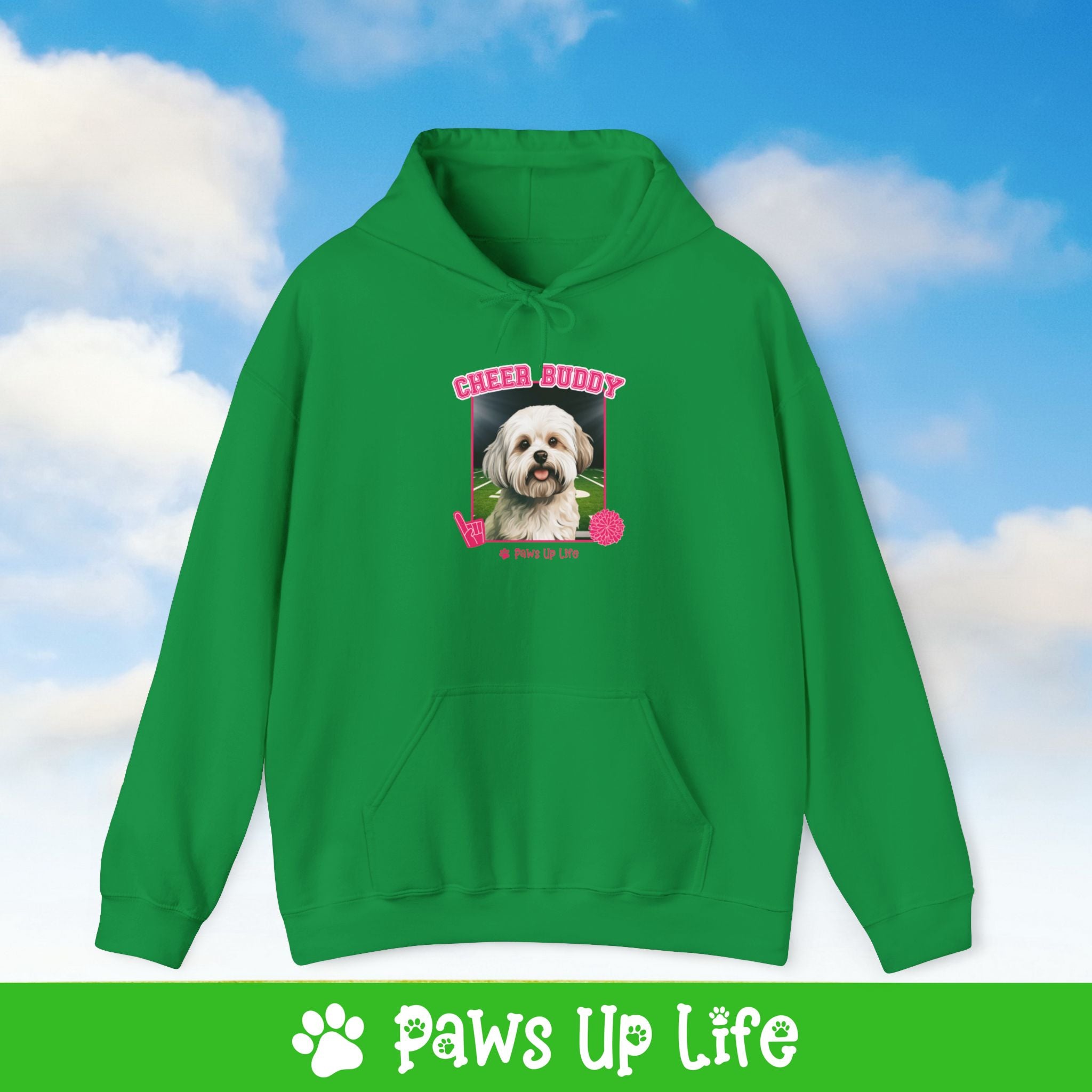 Maltese Football Cheer Buddy Cheerleading Dog Unisex Hoodie Hooded Sweatshirt Classic Comfy Cotton | Paws Up Life, LLC