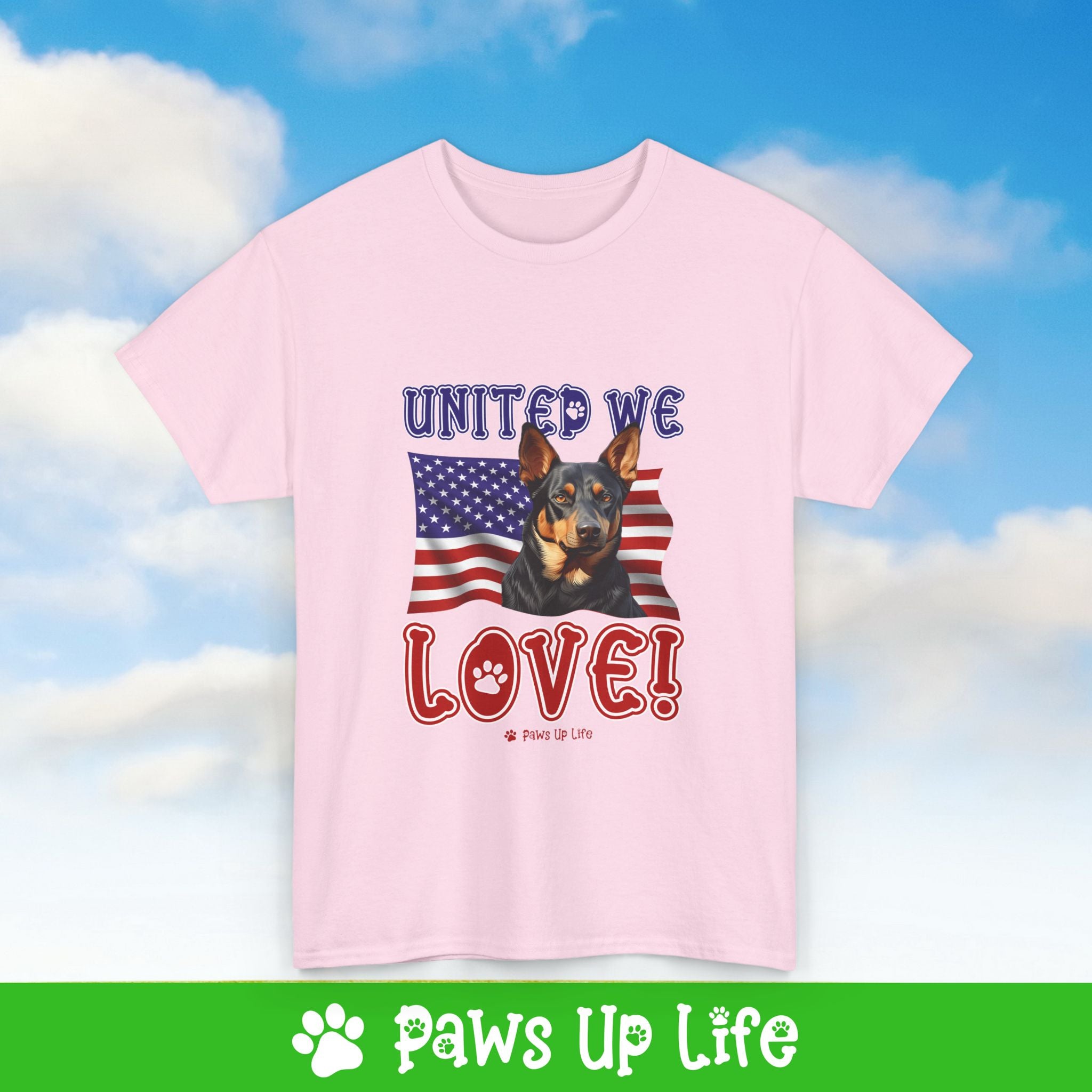 Australian Kelpie Dog United We Love Dog Tee, Shirt, Unisex Pet Lover Gift, Dog Mom Dad Tshirt, Animal Rescue Advocate, Cute Puppy Graphic Top Classic Collar | Paws Up Life, LLC