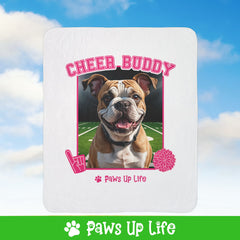 Bulldog Football Cheer Buddy Cheerleading Dog Fleece Sherpa Blanket - Perfect for Snuggling and Cozy Napping | Paws Up Life, LLC