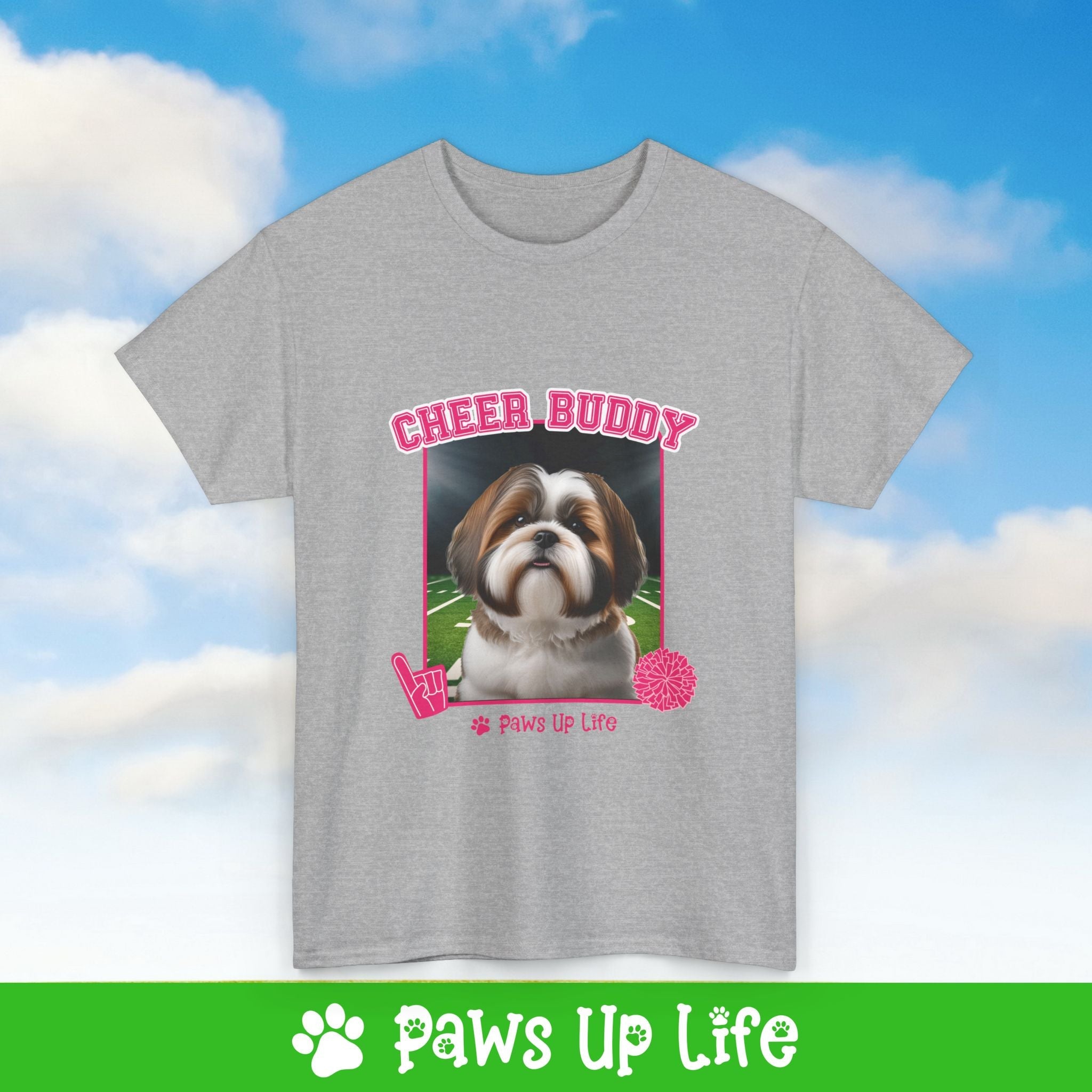 Brown Shih Tzu Football Cheer Buddy Cheerleading Dog Tee, Shirt, Unisex Pet Lover Gift, Dog Mom Dad Tshirt, Animal Rescue Advocate, Cute Puppy Graphic Top Classic Collar