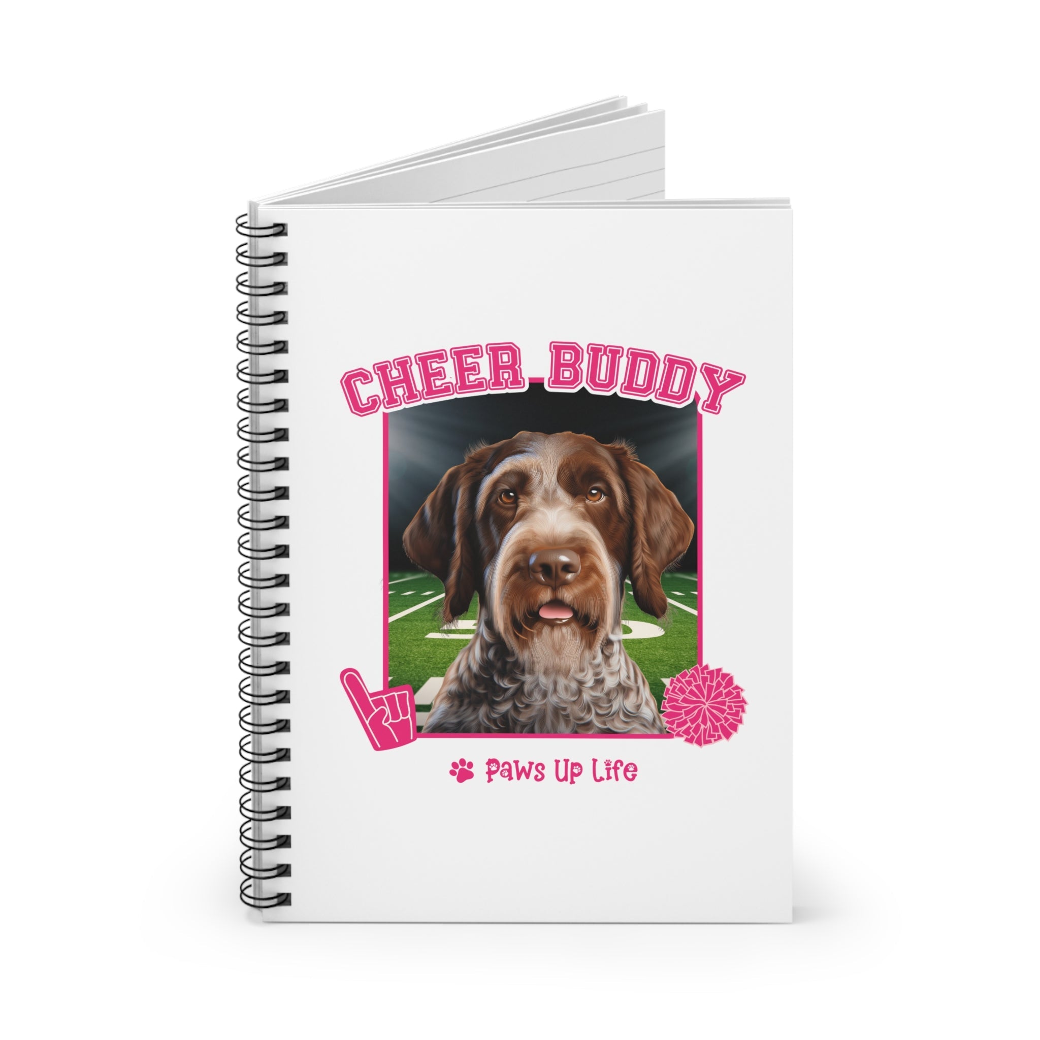 German Wirehaired Pointer Football Cheer Buddy Cheerleading Dog Spiral Notebook for Office and Home - Ruled Line | Paws Up Life, LLC