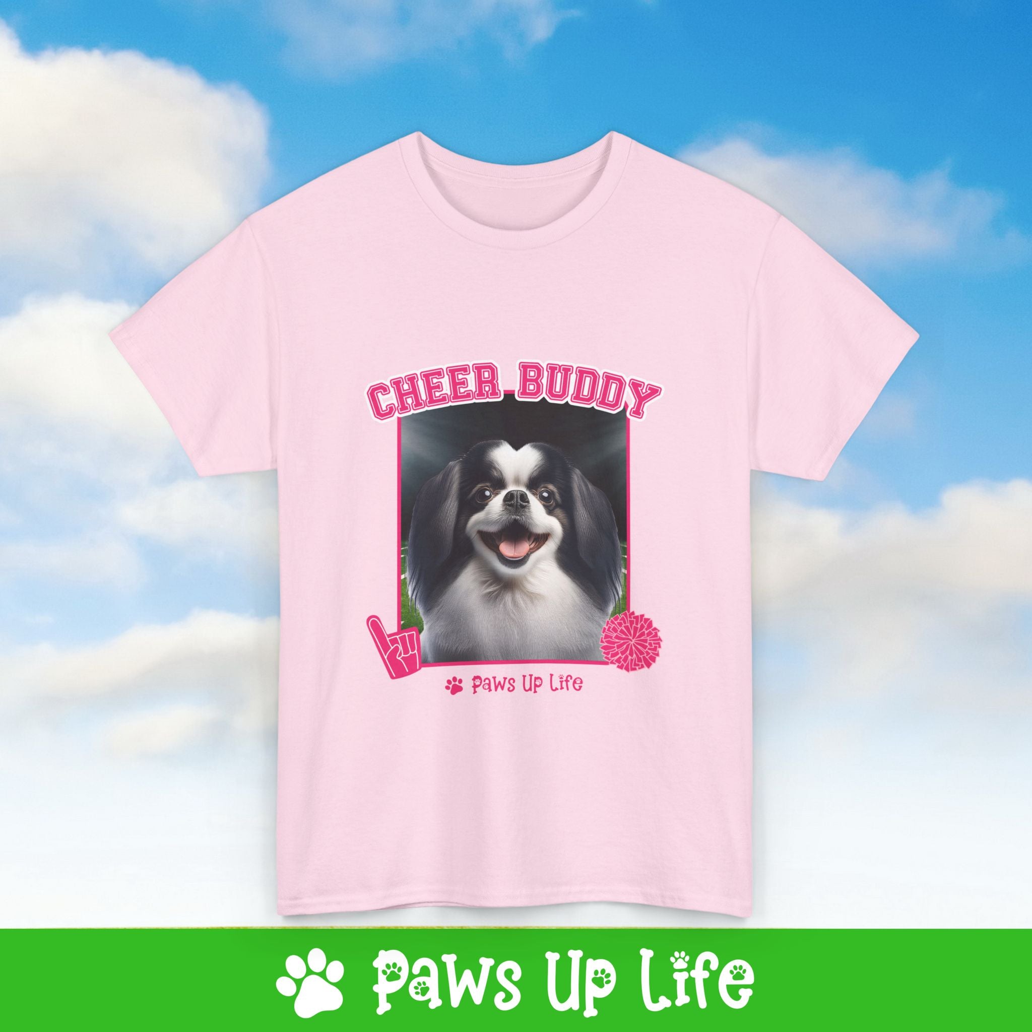 Japanese Chin Football Cheer Buddy Cheerleading Dog Tee, Shirt, Unisex Pet Lover Gift, Dog Mom Dad Tshirt, Animal Rescue Advocate, Cute Puppy Graphic Top Classic Collar | Paws Up Life, LLC