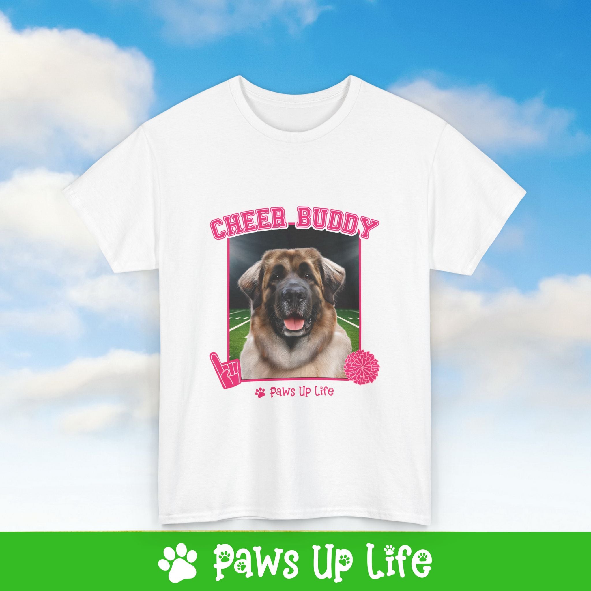 Leonberger Football Cheer Buddy Cheerleading Dog Tee, Shirt, Unisex Pet Lover Gift, Dog Mom Dad Tshirt, Animal Rescue Advocate, Cute Puppy Graphic Top Classic Collar | Paws Up Life, LLC