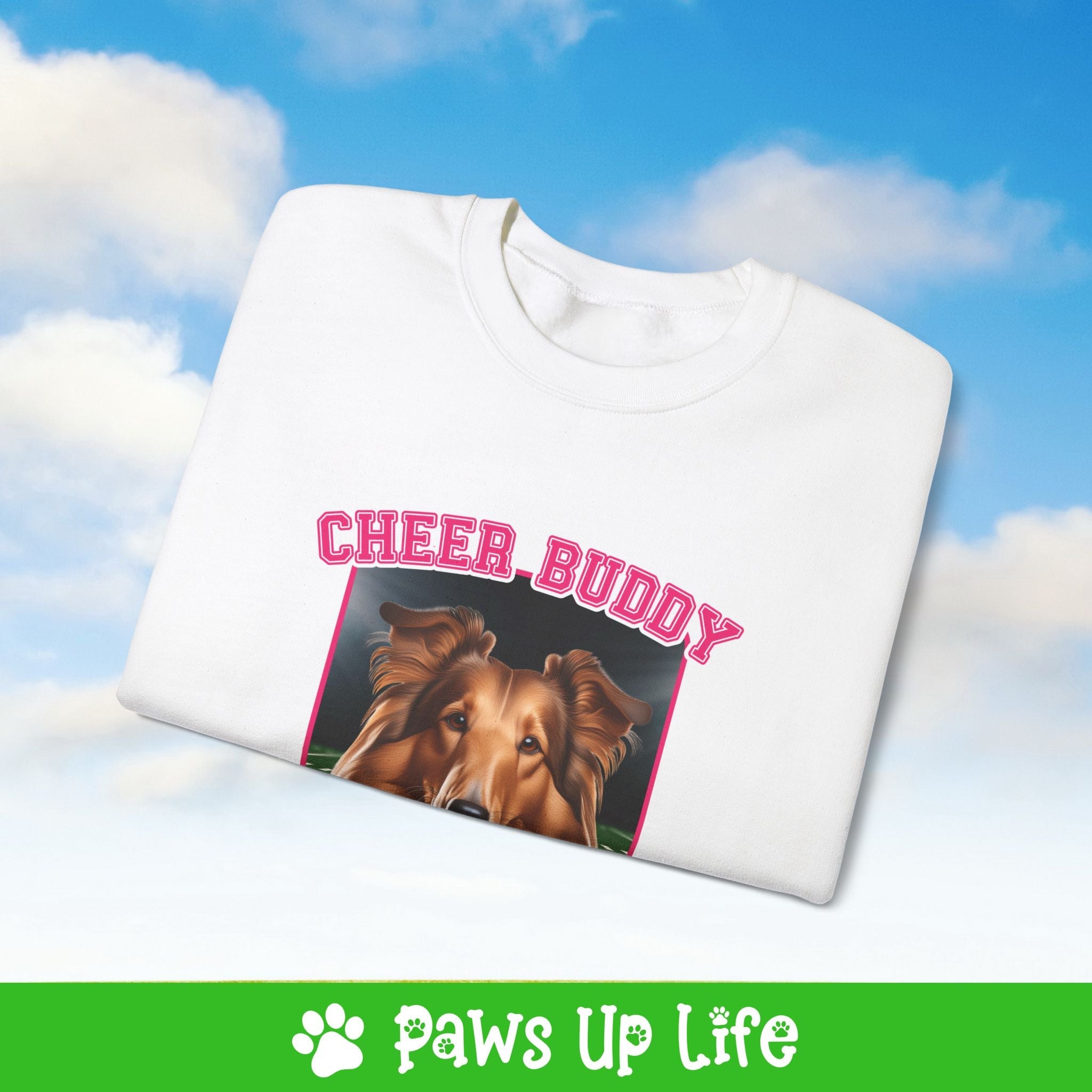 Collie Football Cheer Buddy Cheerleading Dog Crewneck Sweatshirt, Unisex Gift for Animal Lovers, Dog Mom Dad Sweatshirt, Cute Dog Lover Apparel, Fun Pet | Paws Up Life, LLC