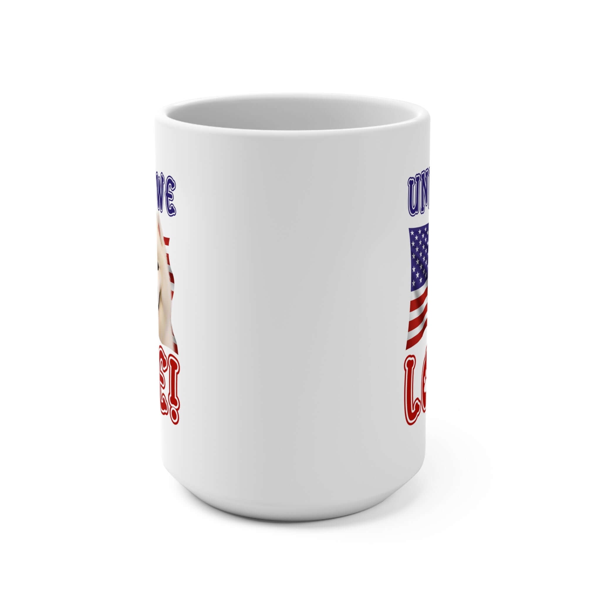 "United We Love" Samoyed 15oz Ceramic Mug – Fun Patriotic Dog Lover Drinkware, Perfect for Coffee & Tea! | Paws Up Life, LLC