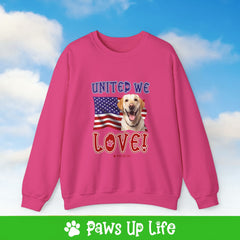 Yellow Lab Labrador Retriever Dog United We Love Dog Crewneck Sweatshirt, Unisex Gift for Animal Lovers, Dog Mom Dad Sweatshirt, Cute Dog Lover Apparel, Fun Pet | Paws Up Life, LLC