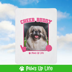 Pekinese Football Cheer Buddy Cheerleading Dog Fleece Sherpa Blanket - Perfect for Snuggling and Cozy Napping | Paws Up Life, LLC