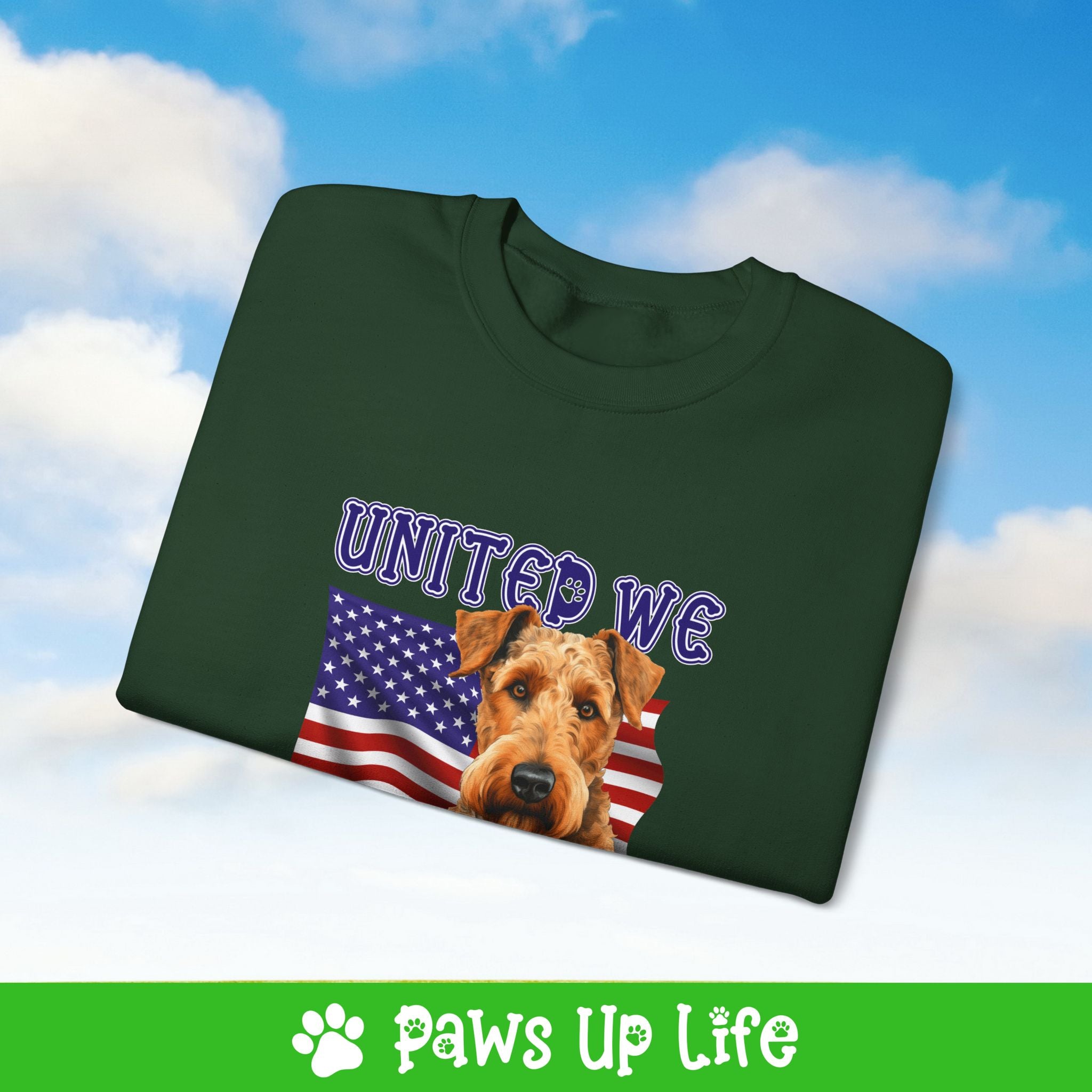 Airedale Terrier Dog United We Love Dog Crewneck Sweatshirt, Unisex Gift for Animal Lovers, Dog Mom Dad Sweatshirt, Cute Dog Lover Apparel, Fun Pet