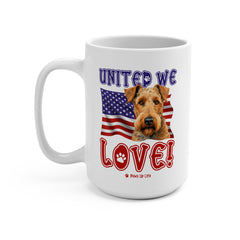 Airedale Terrier Dog United We Love 15oz Large Coffee Mug Ceramic Drinkware Tea Washable | Paws Up Life, LLC