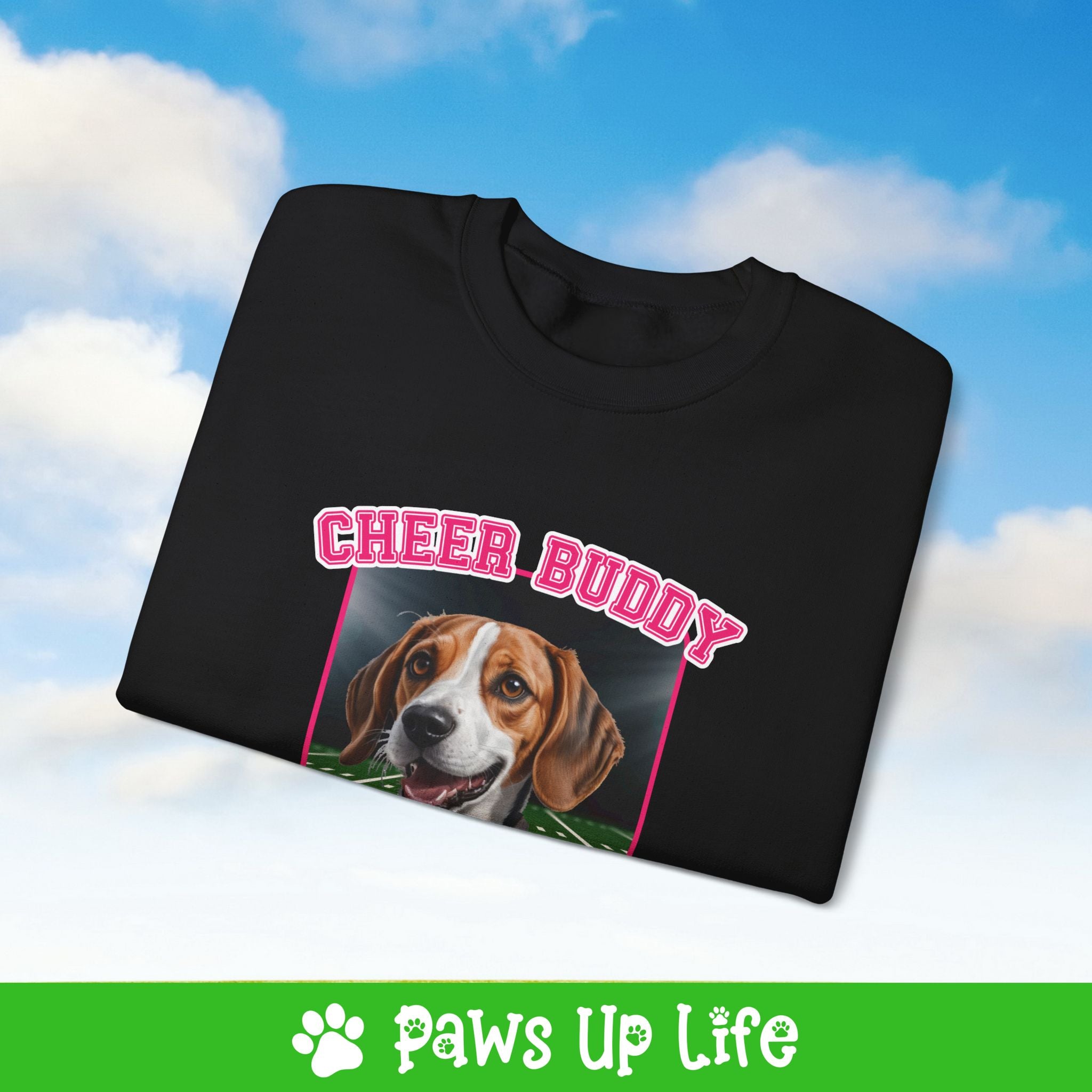 Beagle Cheer Buddy Cheerleading Dog Crewneck Sweatshirt, Unisex Gift for Animal Lovers, Dog Mom Dad Sweatshirt, Cute Dog Lover Apparel, Fun Pet | Paws Up Life, LLC