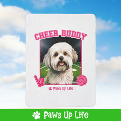 Maltese Football Cheer Buddy Cheerleading Dog Fleece Sherpa Blanket - Perfect for Snuggling and Cozy Napping | Paws Up Life, LLC