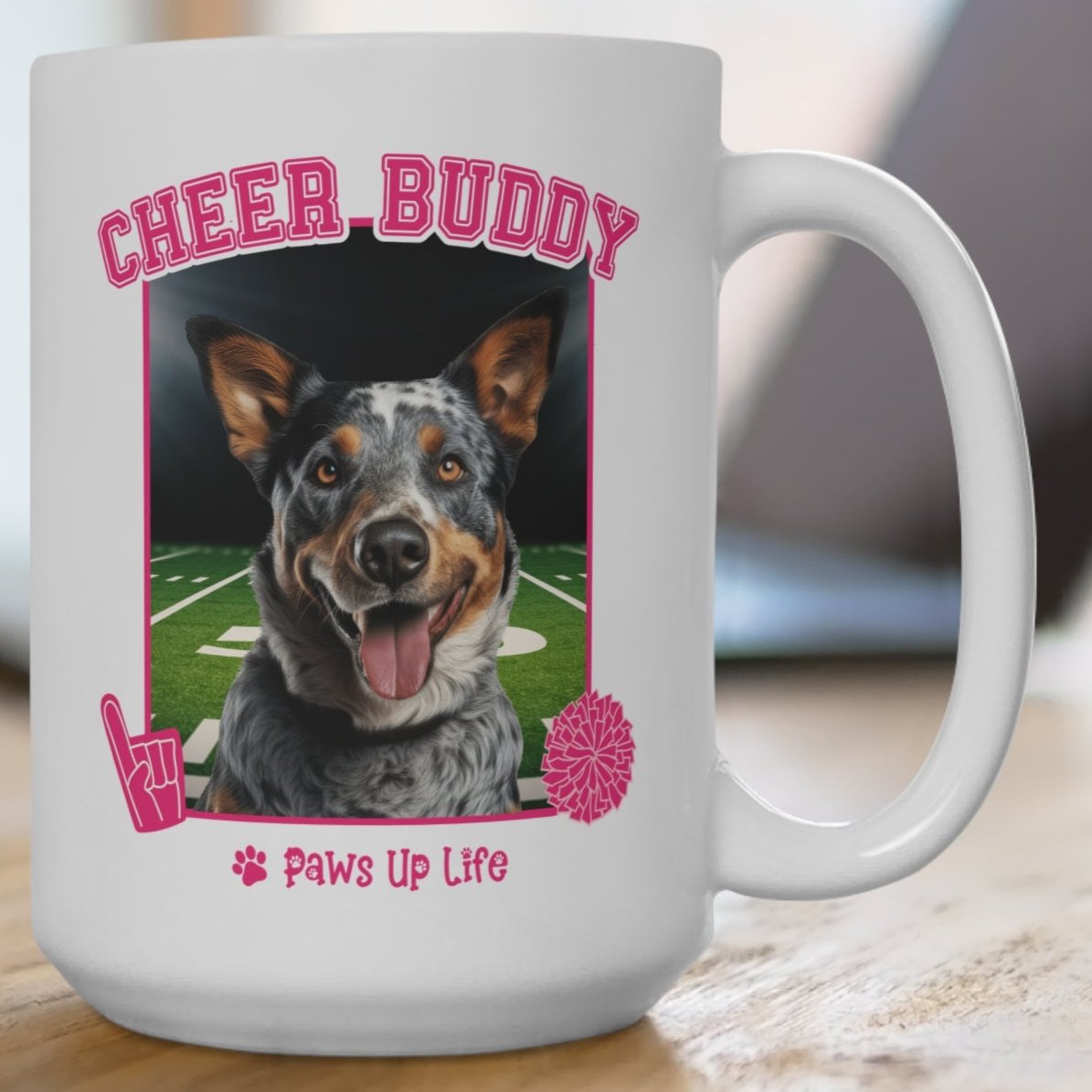 Australian Cattle Dog Cheer Buddy Cheerleading Dog 15oz Large Coffee Mug Ceramic Drinkware Tea Washable | Paws Up Life, LLC