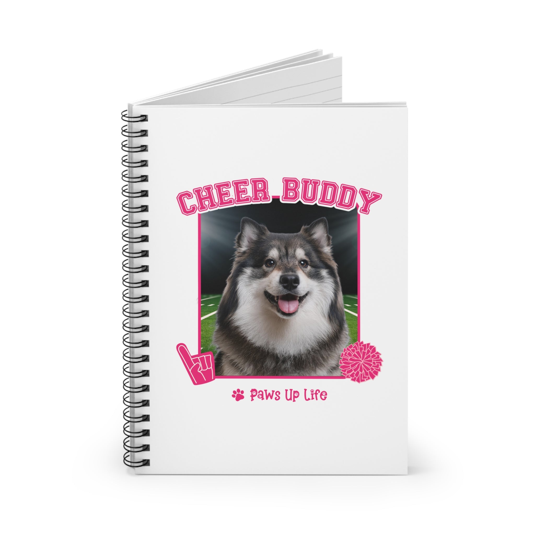 Finnish Lapphund Football Cheer Buddy Cheerleading Dog Spiral Notebook for Office and Home - Ruled Line | Paws Up Life, LLC