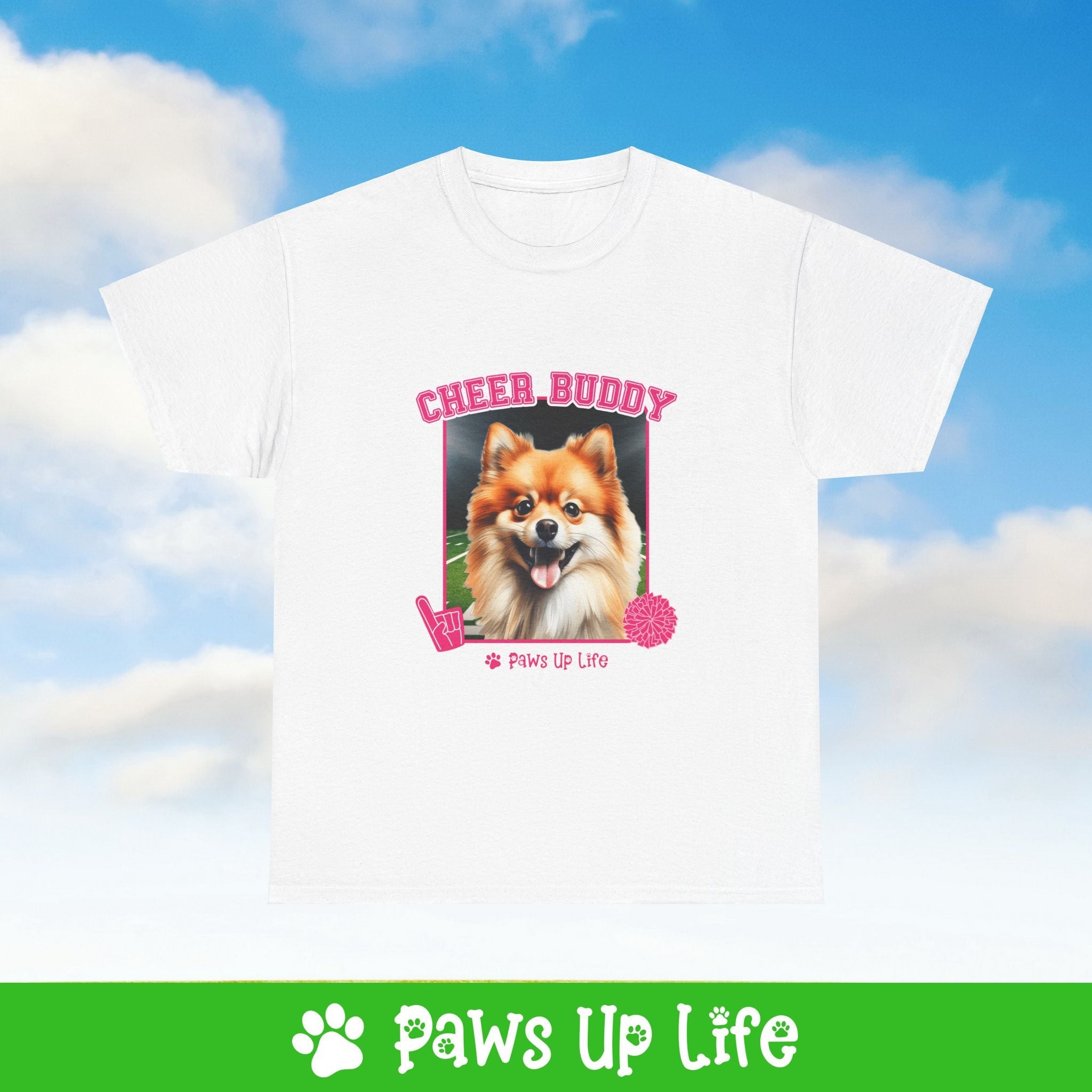 Pomeranian Football Cheer Buddy Cheerleading Dog Tee, Shirt, Unisex Pet Lover Gift, Dog Mom Dad Tshirt, Animal Rescue Advocate, Cute Puppy Graphic Top Classic Collar | Paws Up Life, LLC