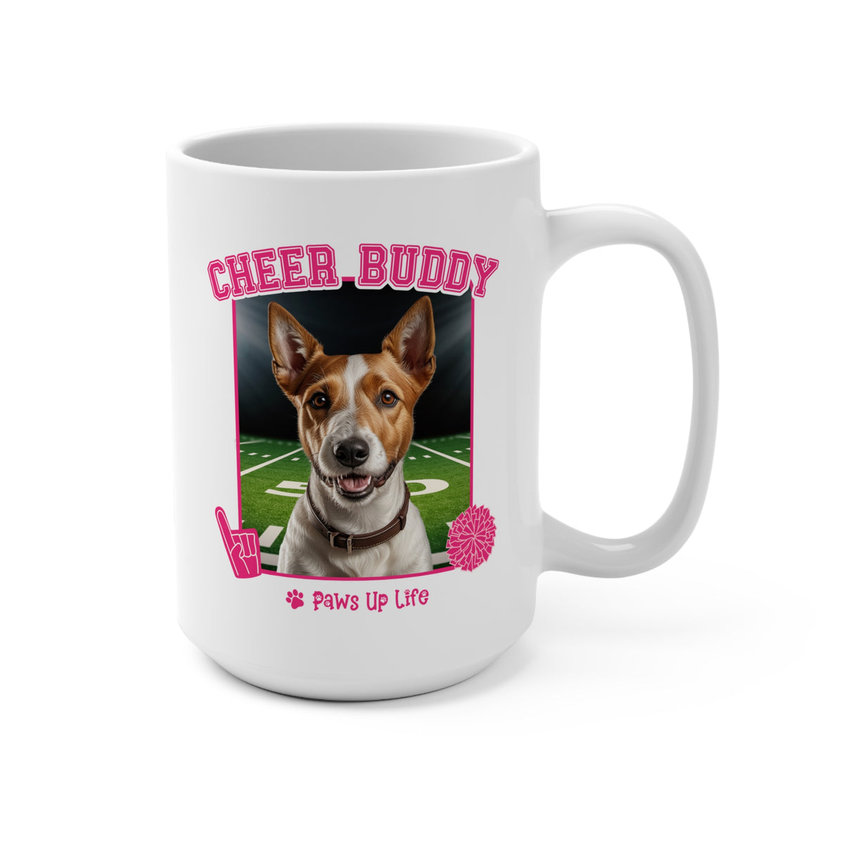 Fox Terrier Football Cheer Buddy Cheerleading Dog 15oz Large Coffee Mug Ceramic Drinkware Tea Washable | Paws Up Life, LLC