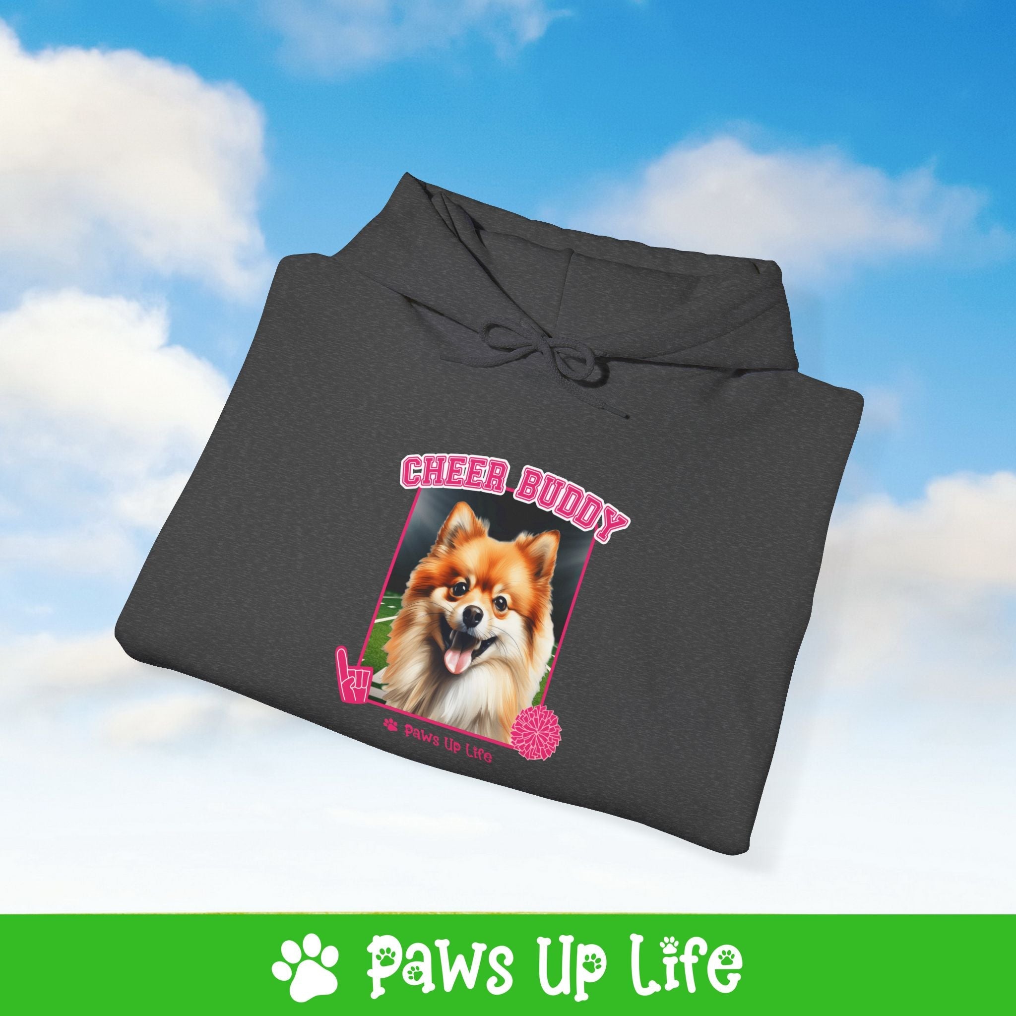 Pomeranian Football Cheer Buddy Cheerleading Dog Unisex Hoodie Hooded Sweatshirt Classic Comfy Cotton | Paws Up Life, LLC