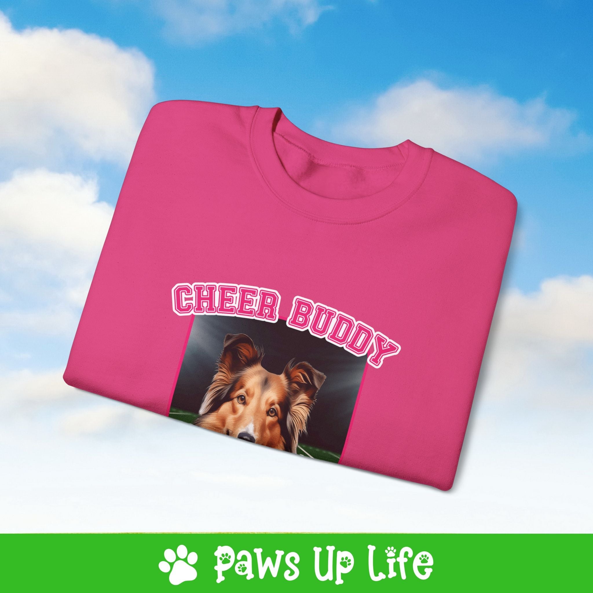 Shetland Sheepdog Football Cheer Buddy Cheerleading Dog Crewneck Sweatshirt, Unisex Gift for Animal Lovers, Dog Mom Dad Sweatshirt, Cute Dog Lover Apparel, Fun Pet