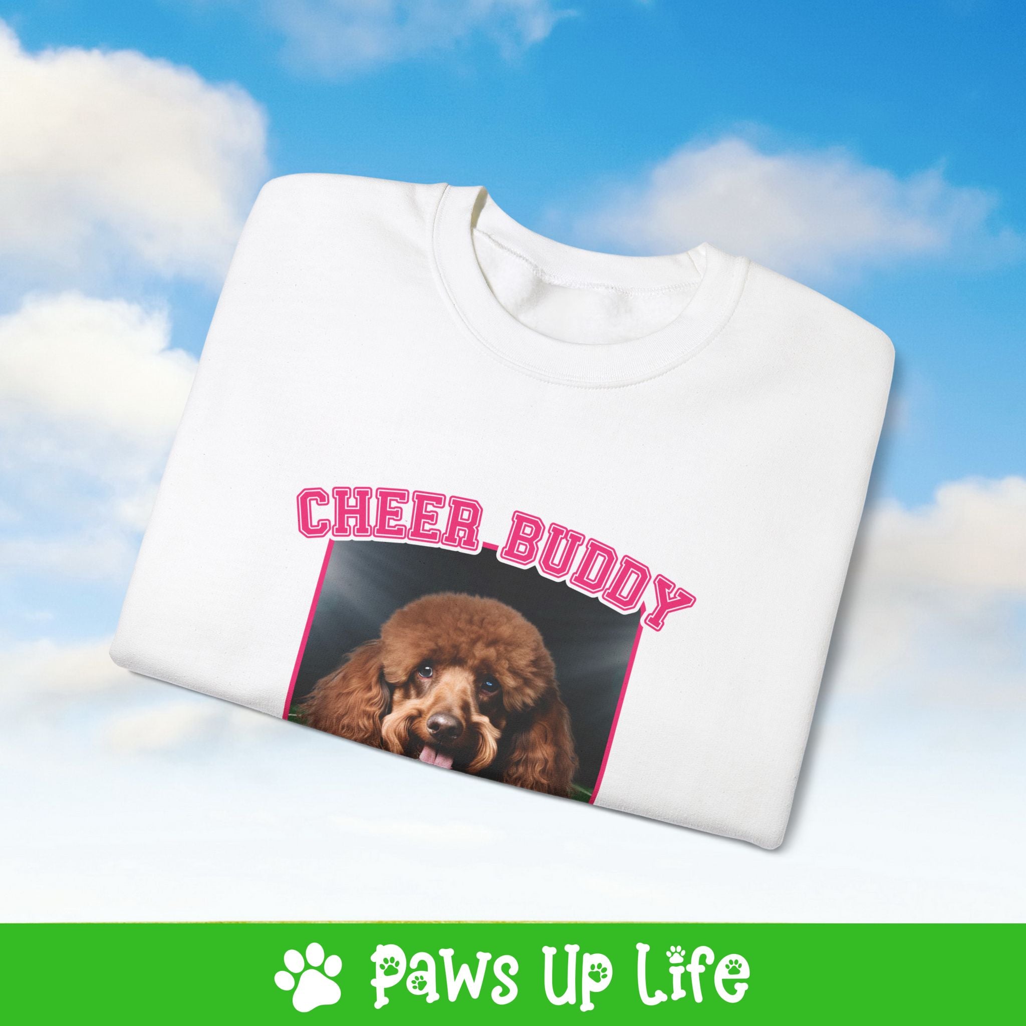 Brown Poodle Football Cheer Buddy Cheerleading Dog Crewneck Sweatshirt, Unisex Gift for Animal Lovers, Dog Mom Dad Sweatshirt, Cute Dog Lover Apparel, Fun Pet | Paws Up Life, LLC