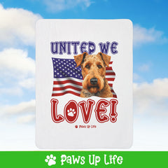 Airedale Terrier Dog United We Love Fleece Sherpa Blanket - Perfect for Snuggling and Cozy Napping | Paws Up Life, LLC