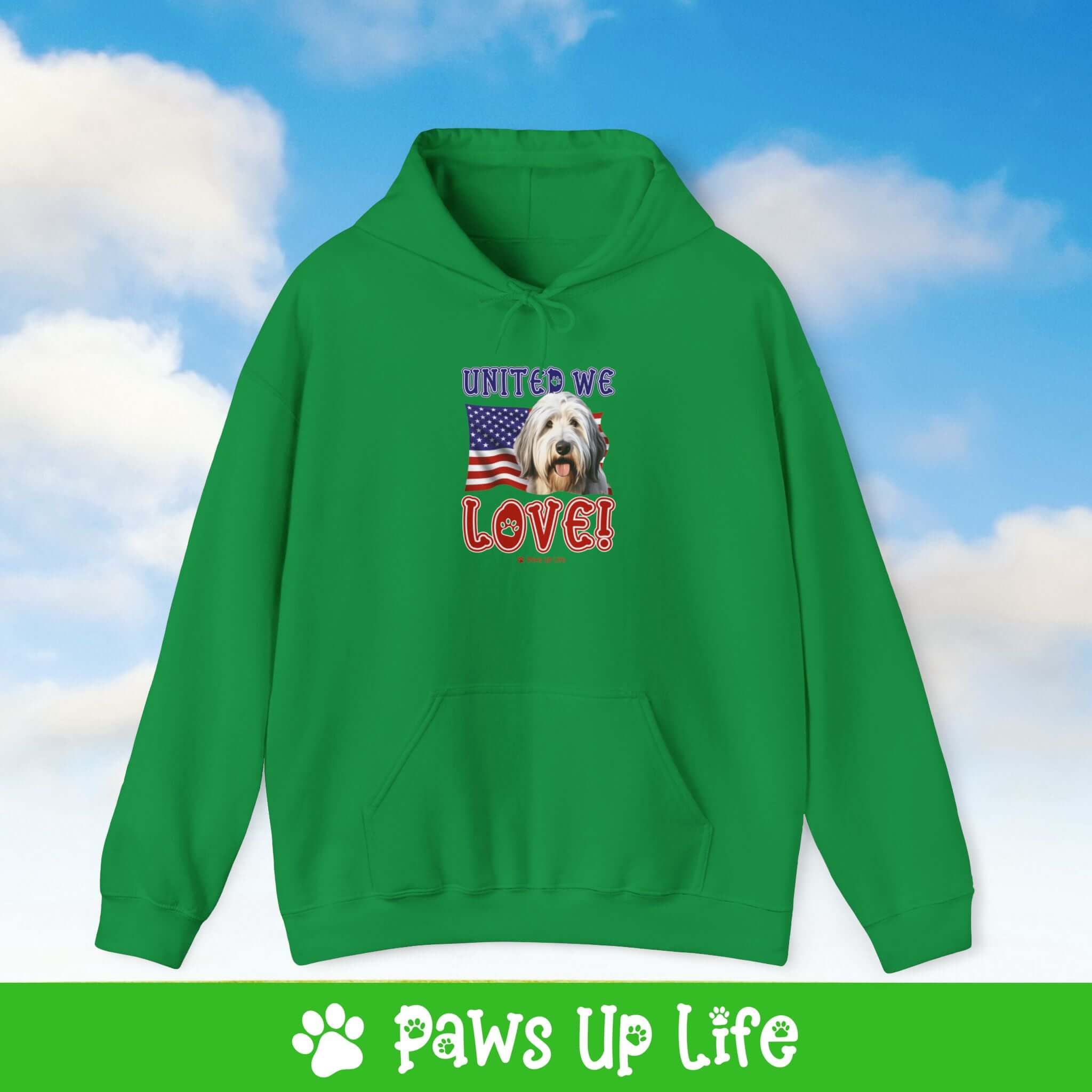 Old English Sheepdog Dog United We Love Unisex Hoodie Hooded Sweatshirt Classic Comfy Cotton | Paws Up Life, LLC