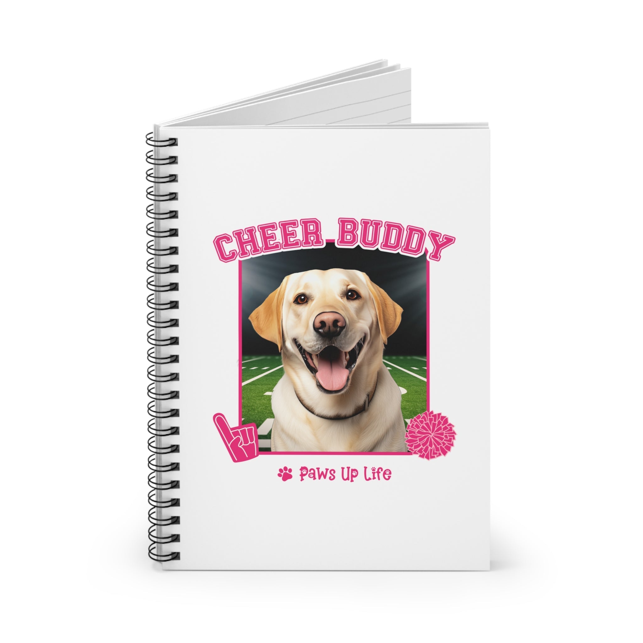 Labrador Retriever Yellow Lab Football Cheer Buddy Cheerleading Dog Spiral Notebook for Office and Home - Ruled Line | Paws Up Life, LLC