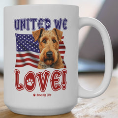 Airedale Terrier Dog United We Love 15oz Large Coffee Mug Ceramic Drinkware Tea Washable | Paws Up Life, LLC