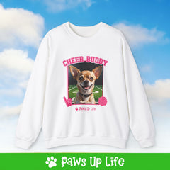 Chihuahua Football Cheer Buddy Cheerleading Dog Crewneck Sweatshirt, Unisex Gift for Animal Lovers, Dog Mom Dad Sweatshirt, Cute Dog Lover Apparel, Fun Pet | Paws Up Life, LLC