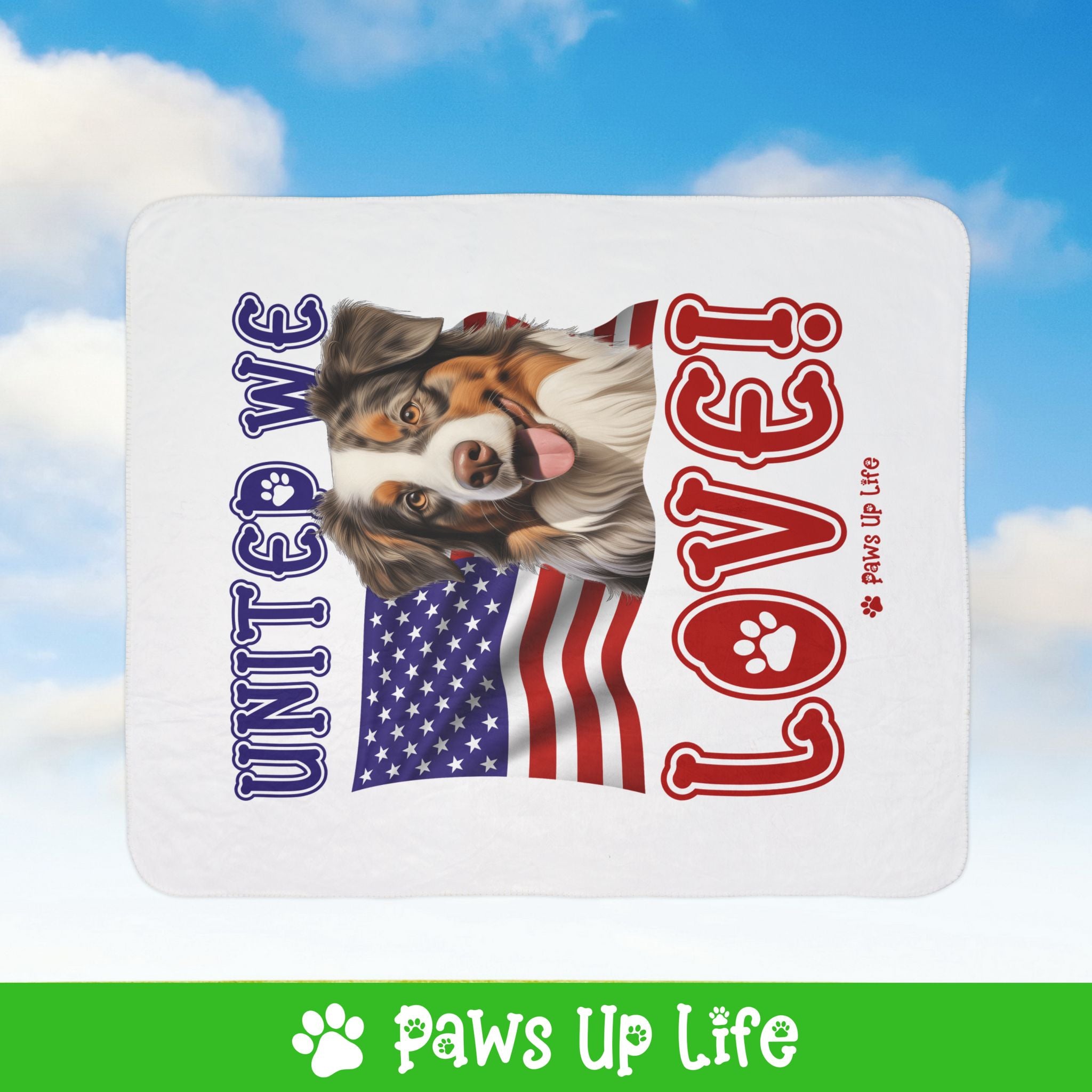 Miniature American Shepherd Dog United We Love Fleece Sherpa Blanket - Perfect for Snuggling and Cozy Napping | Paws Up Life, LLC