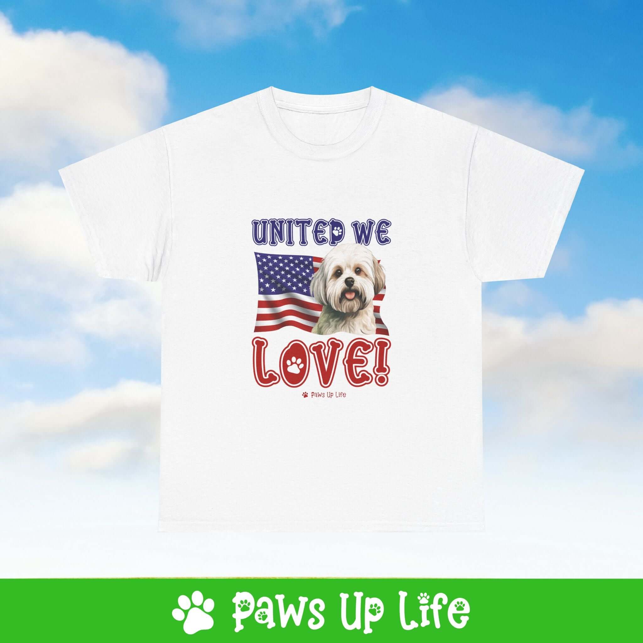 Maltese Dog United We Love Dog Tee, Shirt, Unisex Pet Lover Gift, Dog Mom Dad Tshirt, Animal Rescue Advocate, Cute Puppy Graphic Top Classic Collar | Paws Up Life, LLC