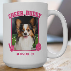 Papillon Football Cheer Buddy Cheerleading Dog 15oz Large Coffee Mug Ceramic Drinkware Tea Washable | Paws Up Life, LLC