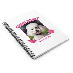 White Poodle Football Cheer Buddy Cheerleading Dog Spiral Notebook for Office and Home - Ruled Line | Paws Up Life, LLC