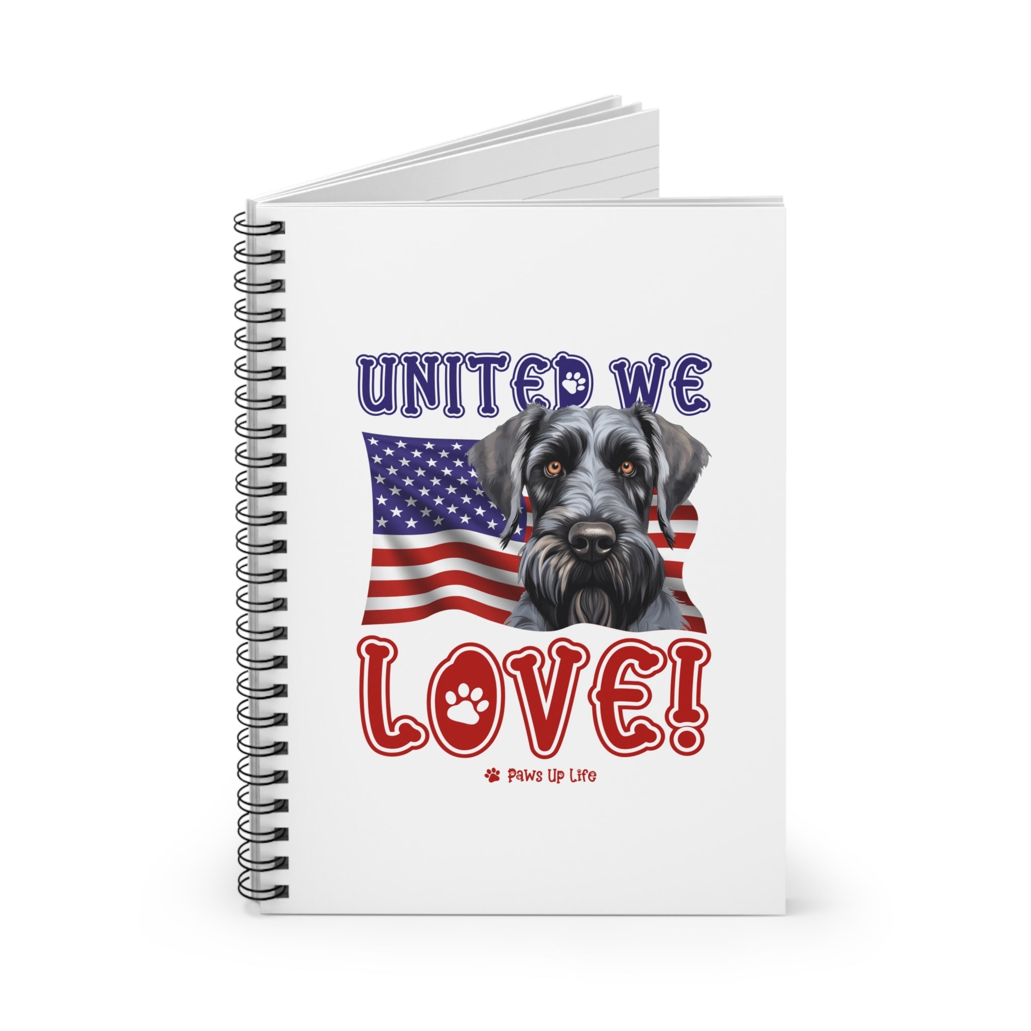 Giant Schnauzer Dog United We Love Spiral Notebook for Office and Home - Ruled Line | Paws Up Life, LLC