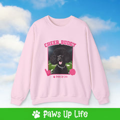 Black Poodle Football Cheer Buddy Cheerleading Dog Crewneck Sweatshirt, Unisex Gift for Animal Lovers, Dog Mom Dad Sweatshirt, Cute Dog Lover Apparel, Fun Pet | Paws Up Life, LLC