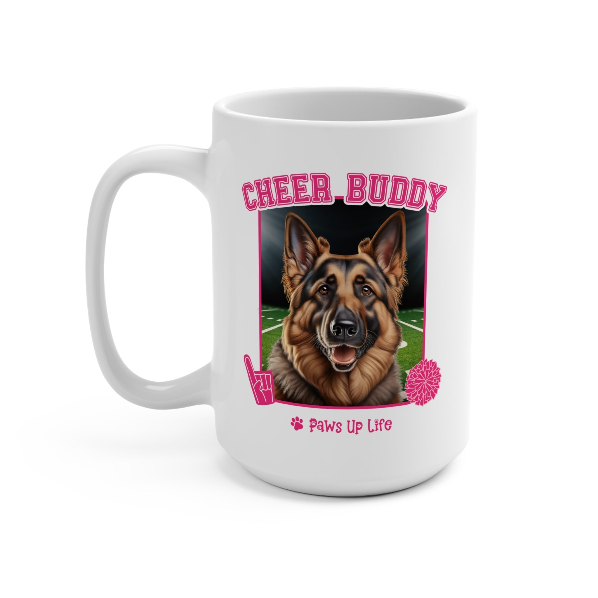 German Shepherd Football Cheer Buddy Cheerleading Dog 15oz Large Coffee Mug Ceramic Drinkware Tea Washable | Paws Up Life, LLC